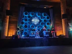Live music performance at a stylish bar, highlighting the entertainment scene of Nightlife Kuta Bali.